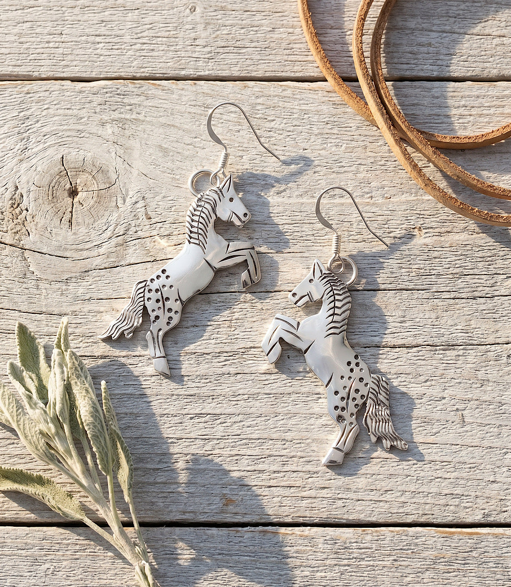 Sterling Silver Horse Earrings