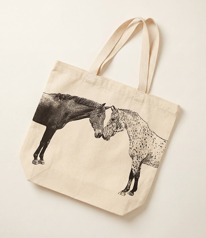 Kissing Horses Canvas Tote Bag