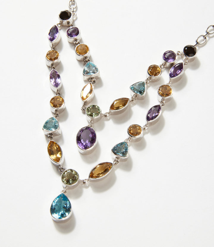Multi Gemstone Double Strand Necklace