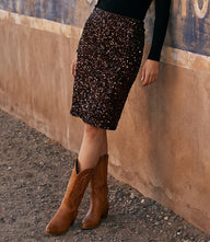 Velvet Sequin Pencil Skirt