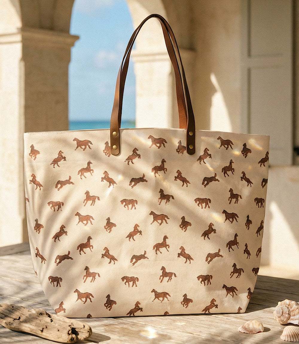 Karen Kane Women's Mini Horse Print Tote Bag, One Size, Brown, 100% Cotton
