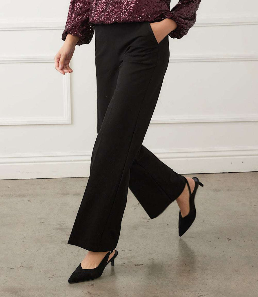 なつき　HAILEE knit curvy pants BLACK色 Petite Size Emily Straight Leg Pants - Comfortable & Stylish Fit