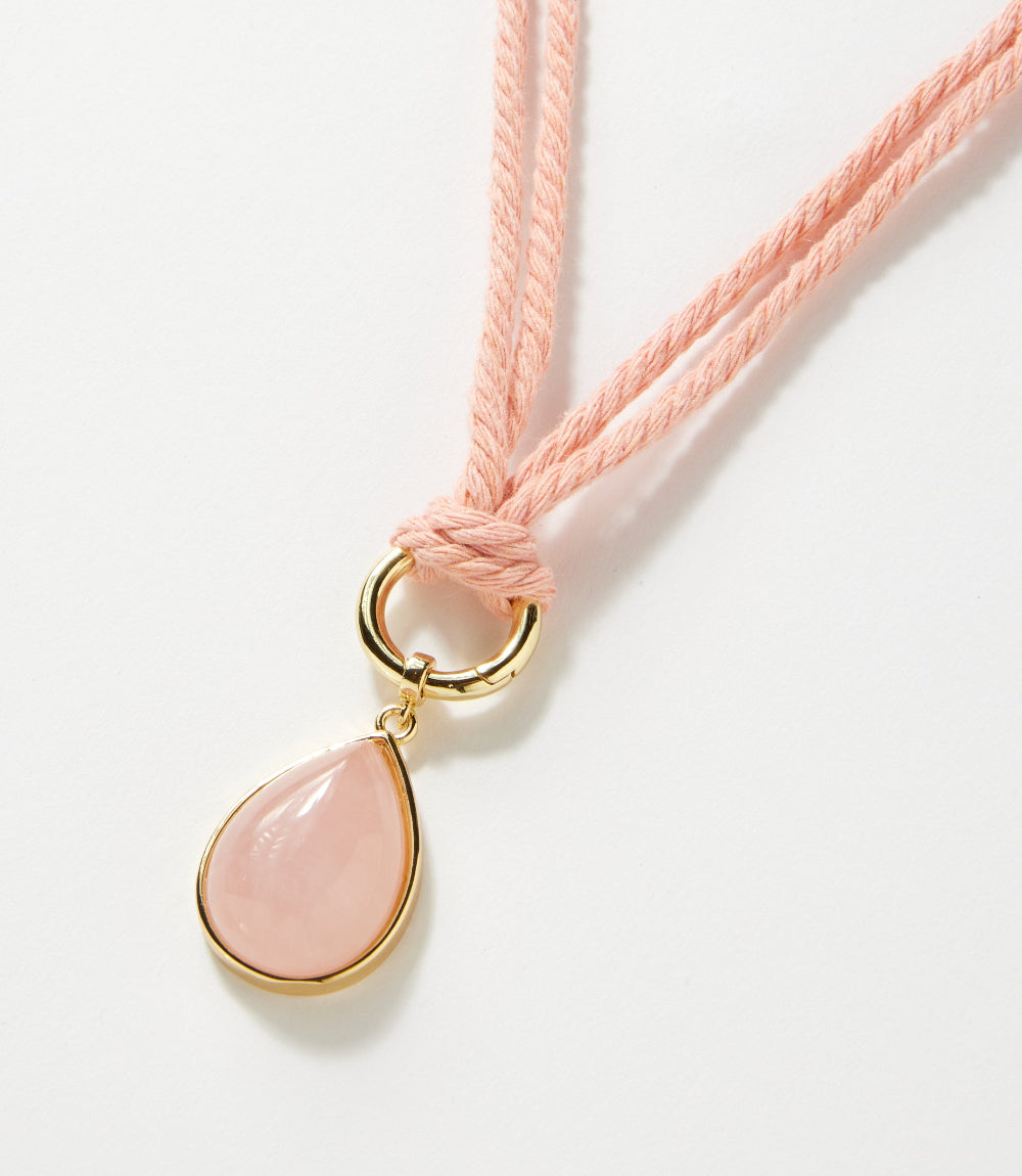 Teardrop Gemstone Cord Necklace
