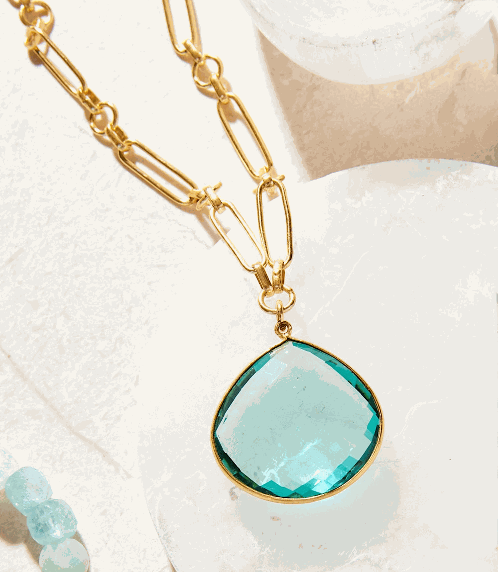 Aqua Quartz Pendant Necklace