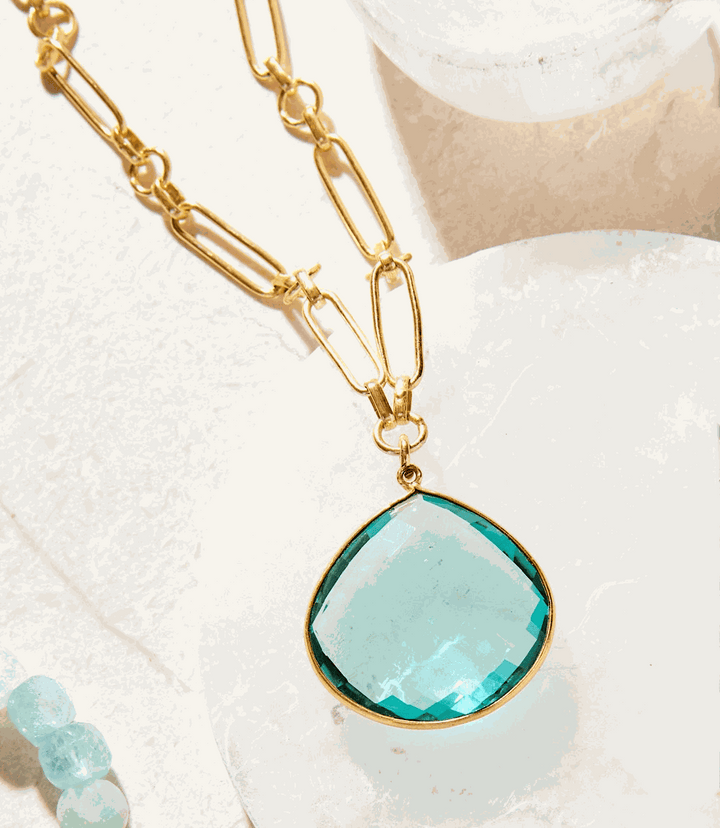 Aqua Quartz Pendant Necklace