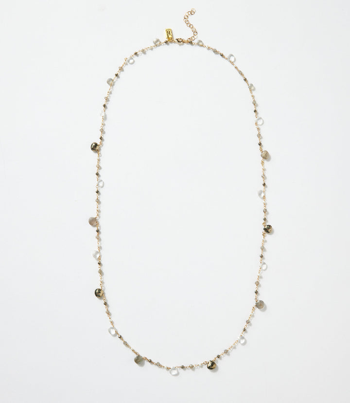 Long Beaded Gemstone Necklace