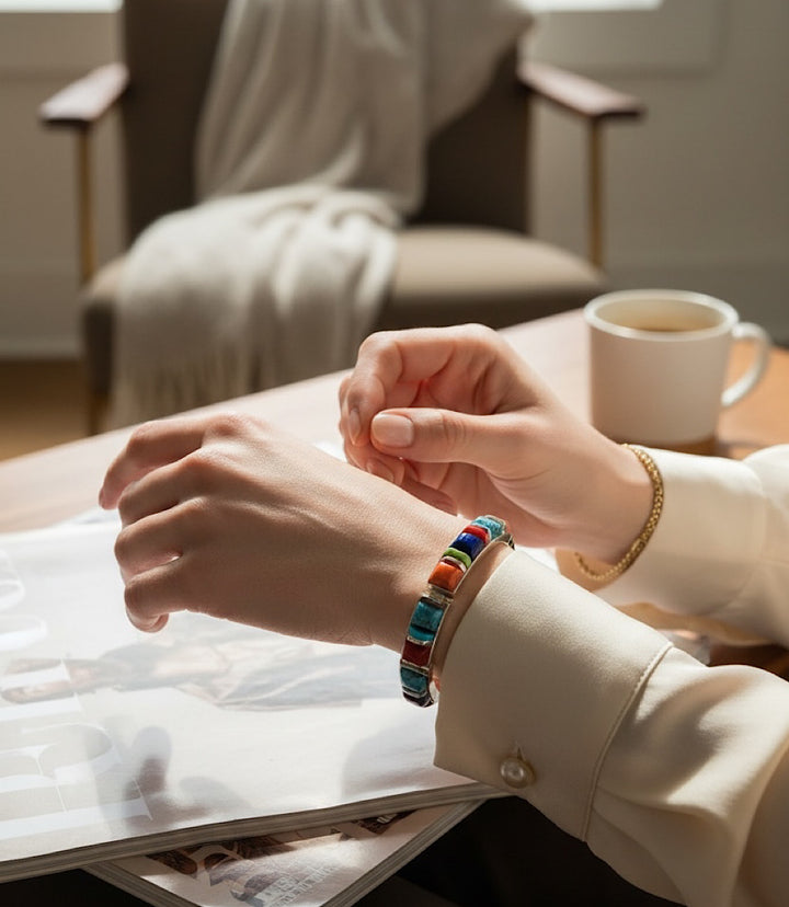 Cobblestone Turquoise And Stone Inlay Bracelet