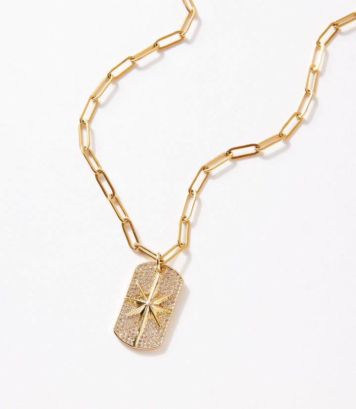 Pavé Star Tag Necklace