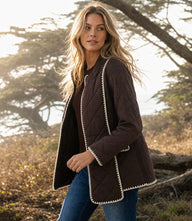 Edge Stitch Quilted Scarf Jacket