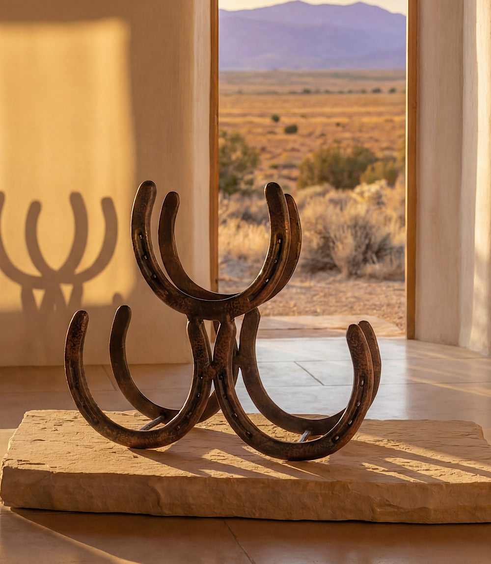 Cast Iron Horseshoe Wine Rack
