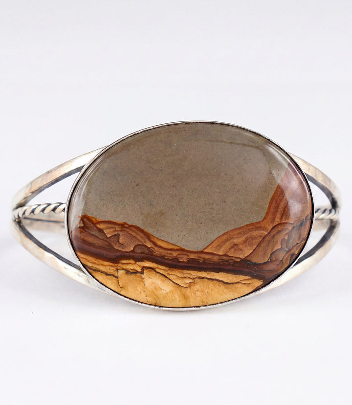 Vintage Jasper Sterling Silver Cuff Bracelet