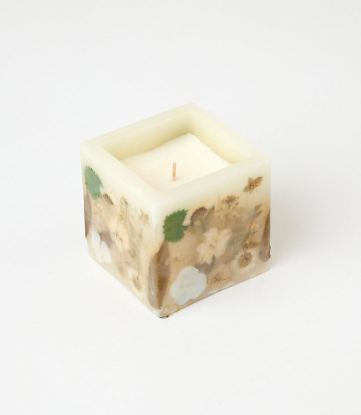 Pressed Flower Hurricane Candle