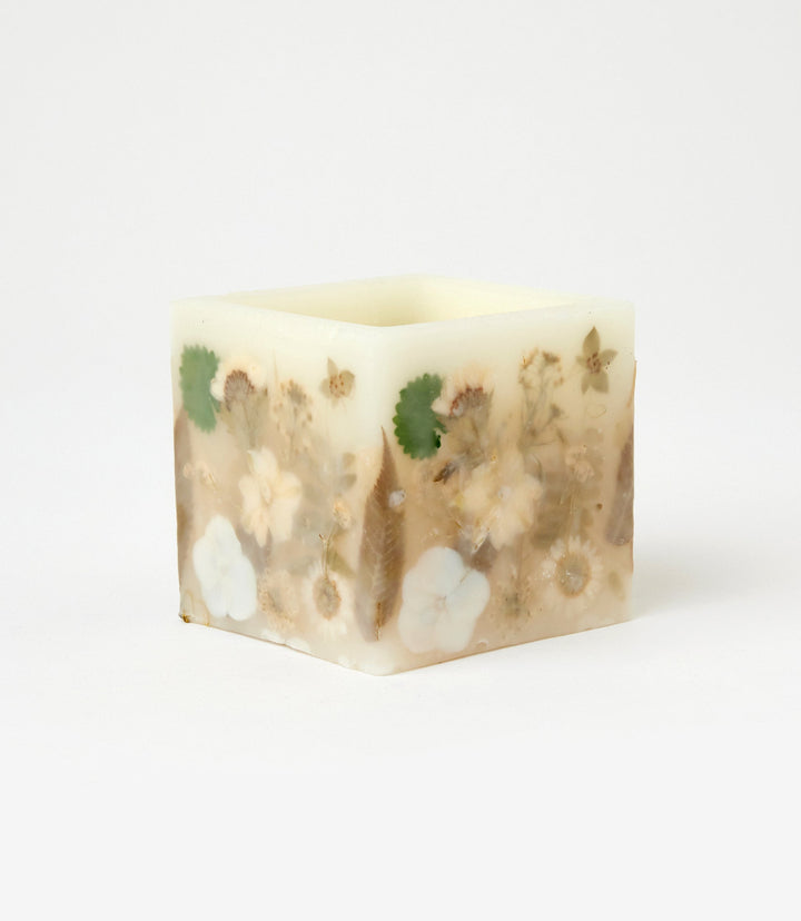 Pressed Flower Hurricane Candle