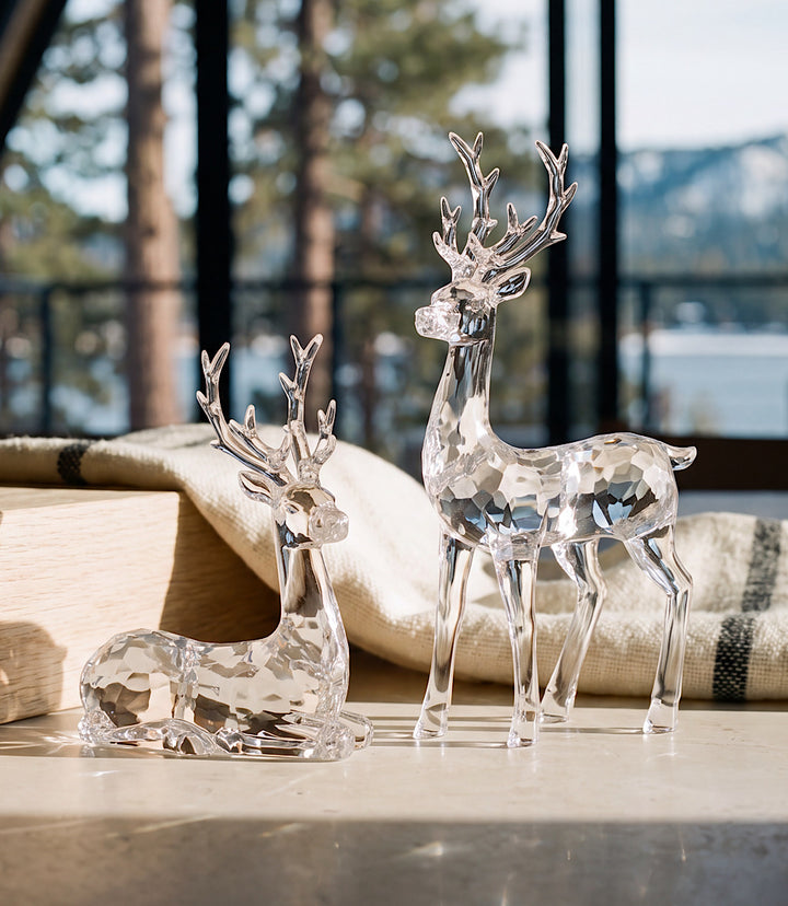 Acrylic Deer Sculptures, Set Of 2