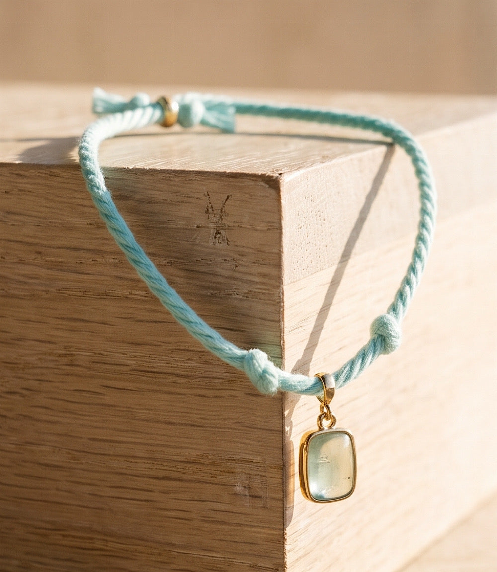 Rectangular Gemstone Cord Bracelet