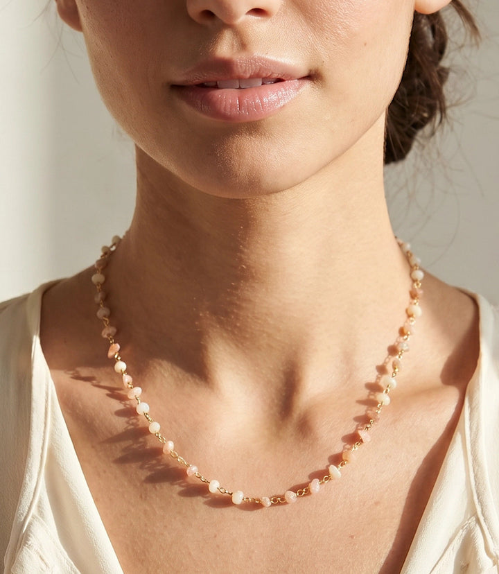 Pink Opal Beaded Necklace