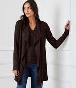 Ribbed Drape Front Cardigan