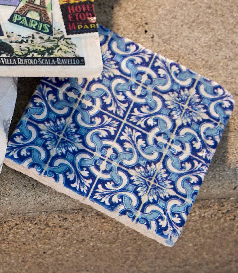 Italian Tile Marble Coasters, Set Of 4