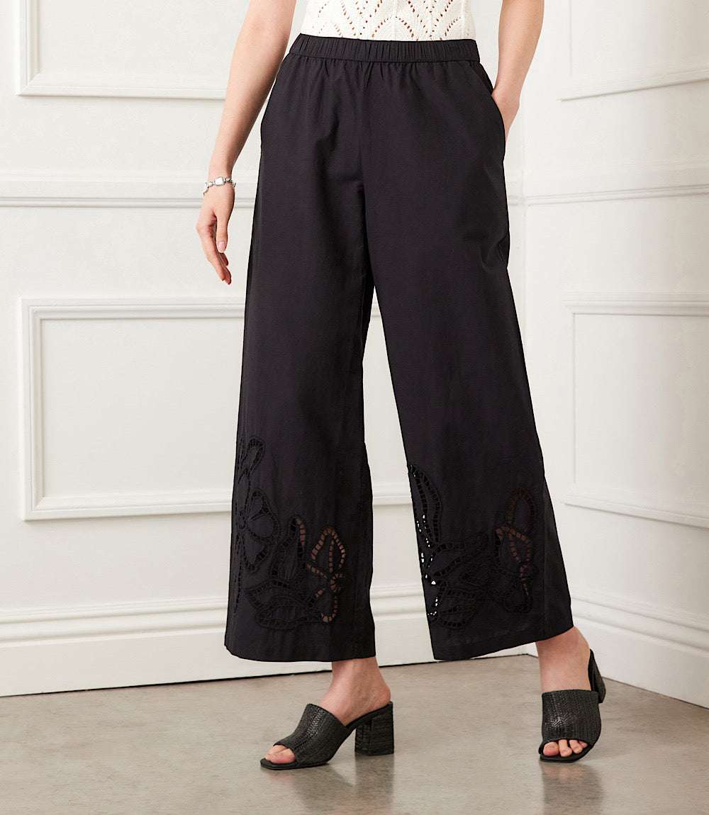 Cutout Embroidery Pants