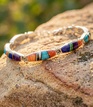 Multistone Turquoise Inlay Link Bracelet