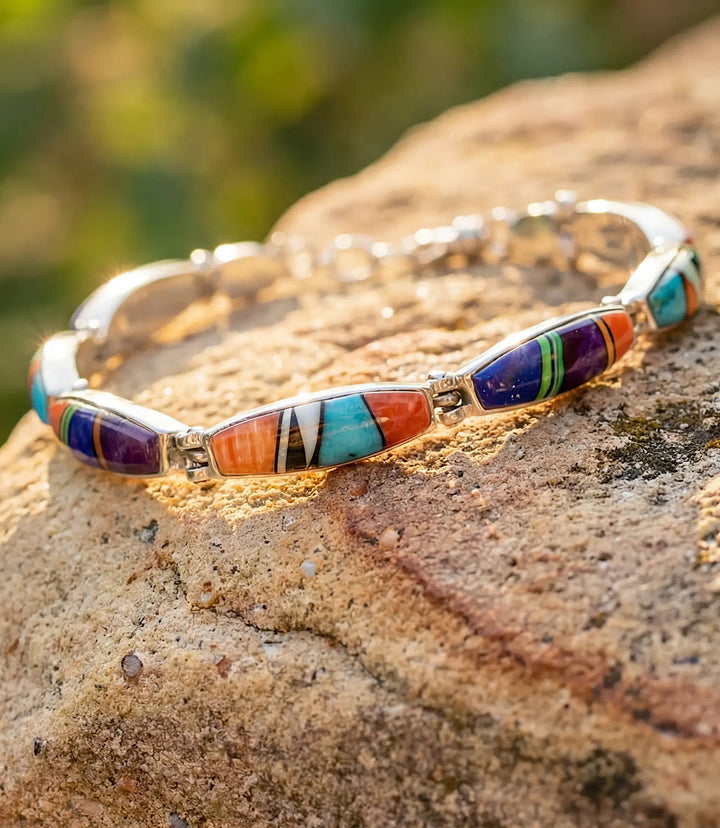 Multistone Turquoise Inlay Link Bracelet