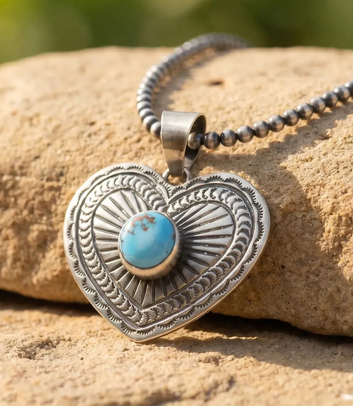 Golden Hill Turquoise Heart Pendant Necklace
