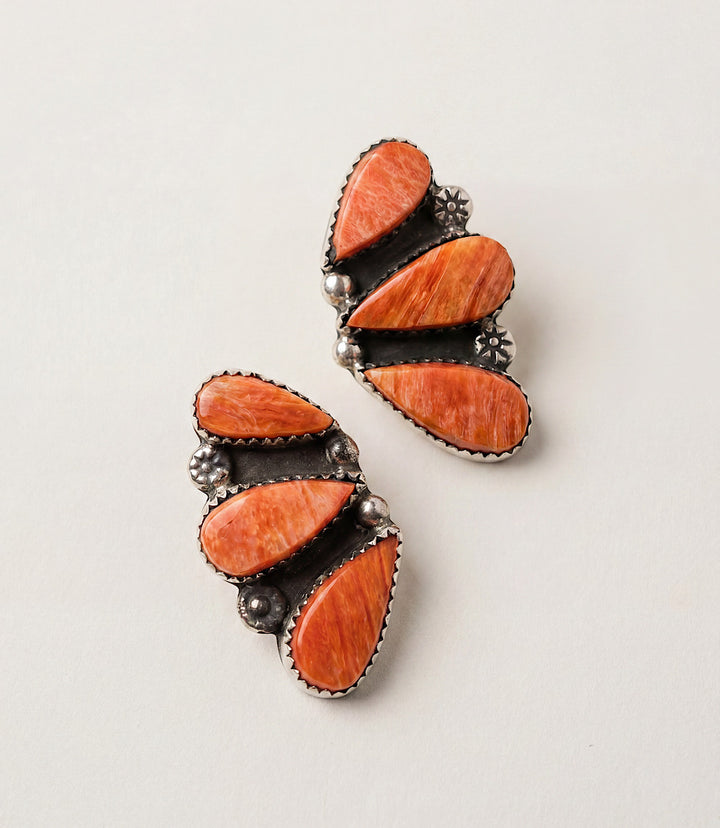 Spiny Oyster Turquoise Cluster Earrings