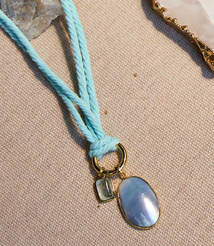 Pearl And Gemstone Cord Necklace