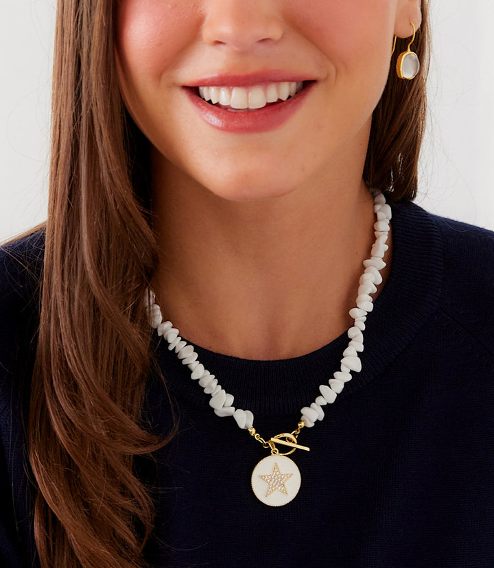 White Jade Star Pendant Necklace
