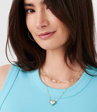 Ombré Crystal Heart Necklace with blue ombré crystals on gold vermeil chain
