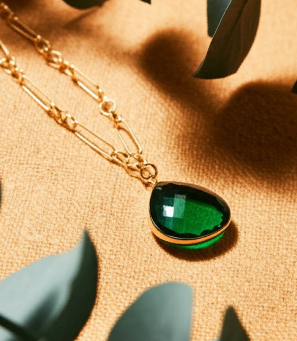 Emerald Quartz Pendant Necklace