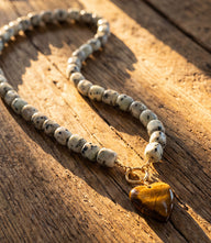 Tiger's Eye Heart Beaded Jasper Necklace