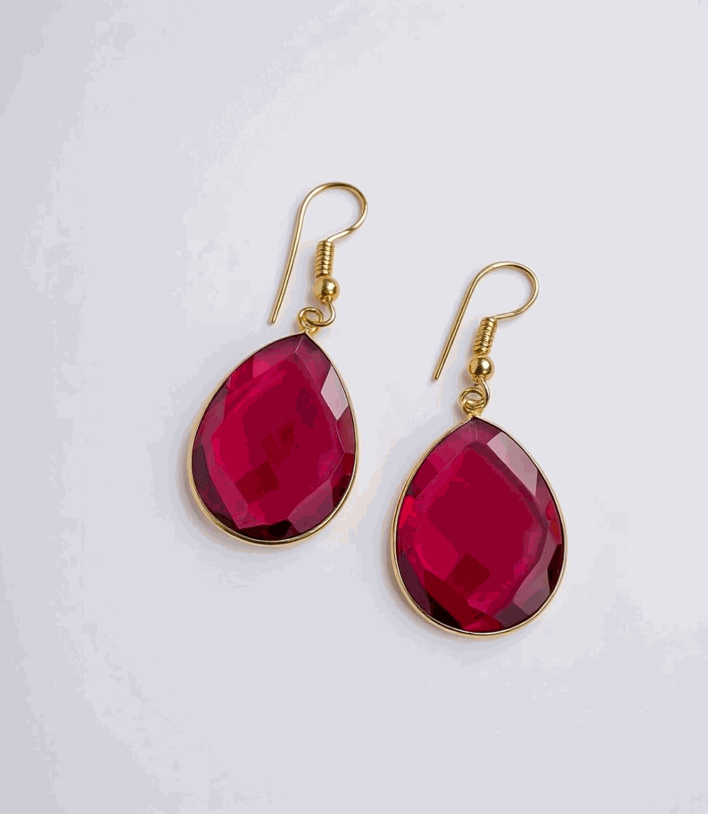 Pink Quartz Teardrop Earrings