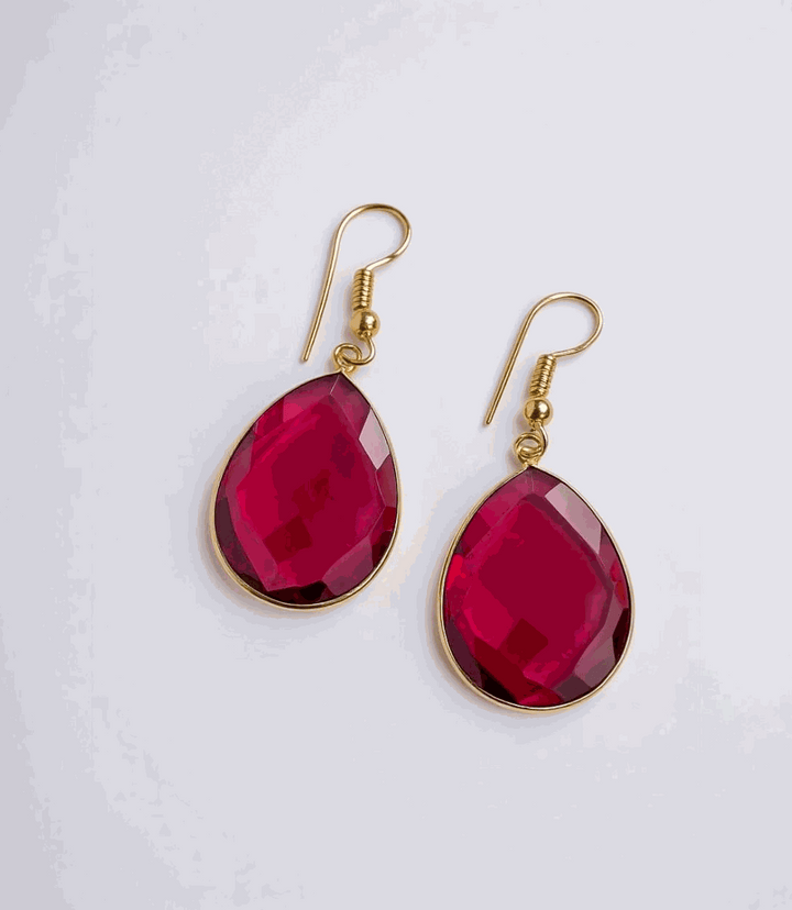 Pink Quartz Teardrop Earrings