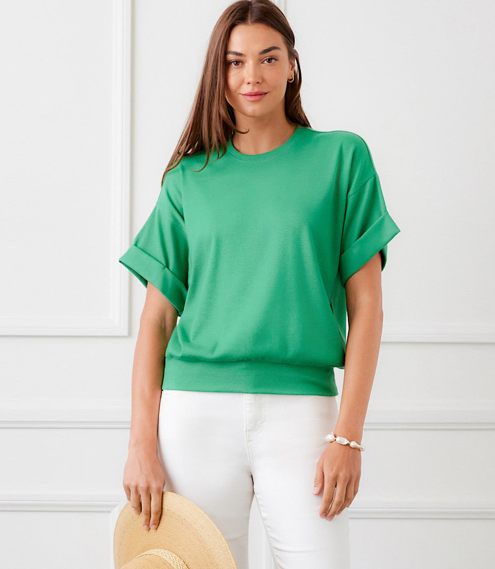 Ribbed Cuffed Sleeve Top
