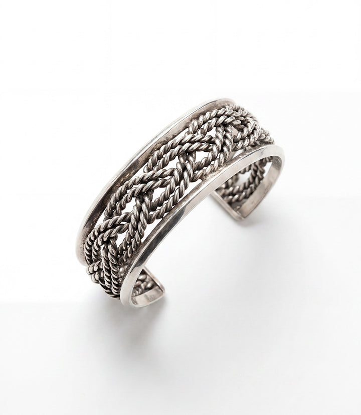 Vintage Braided Sterling Silver Cuff Bracelet