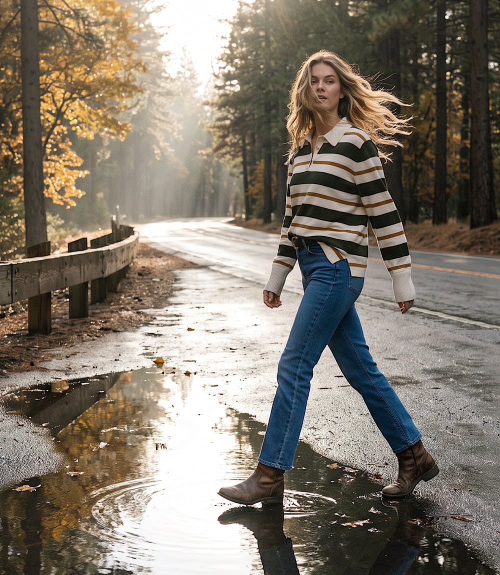 Game Day Collared Stripe Sweater