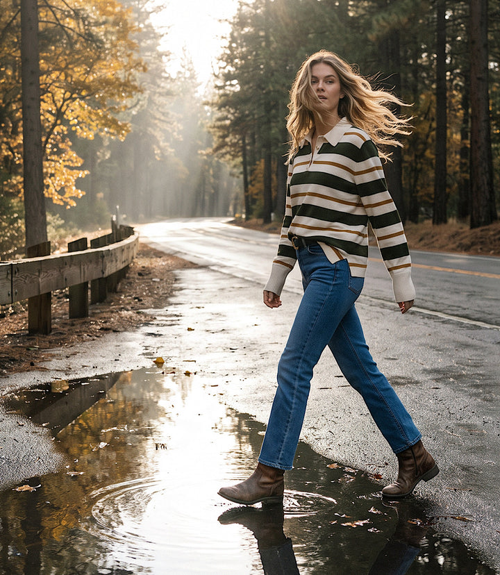 Game Day Collared Stripe Sweater
