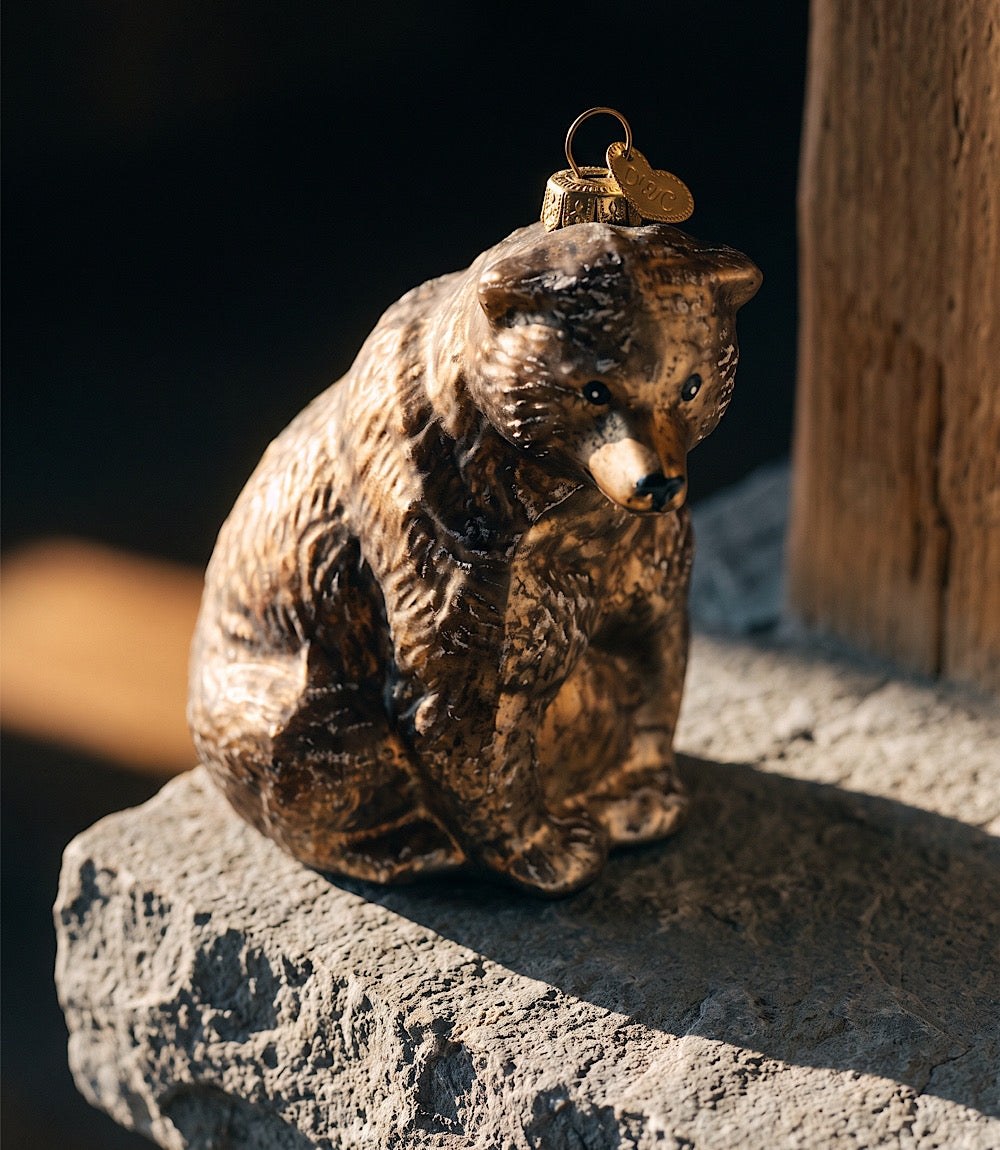 Vintage Bear Glass Ornament