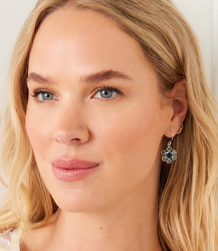 Multi Gemstone Circle Earrings