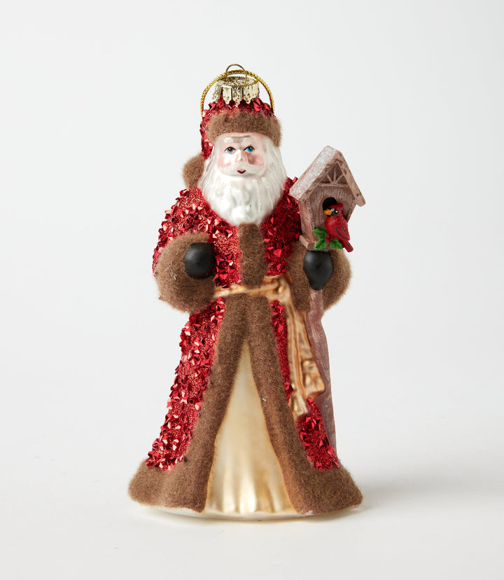 North Pole Santa Glass Ornament
