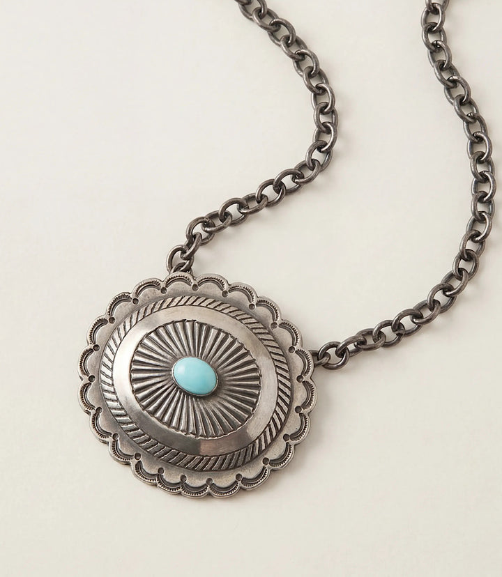 Embellished Sterling Silver Turquoise Necklace