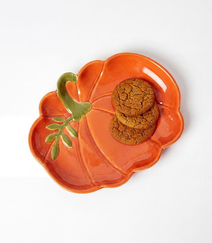 Porcelain Pumpkin Tidbit Plate