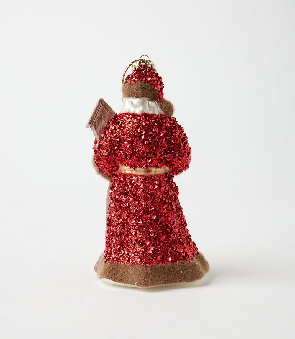 North Pole Santa Glass Ornament