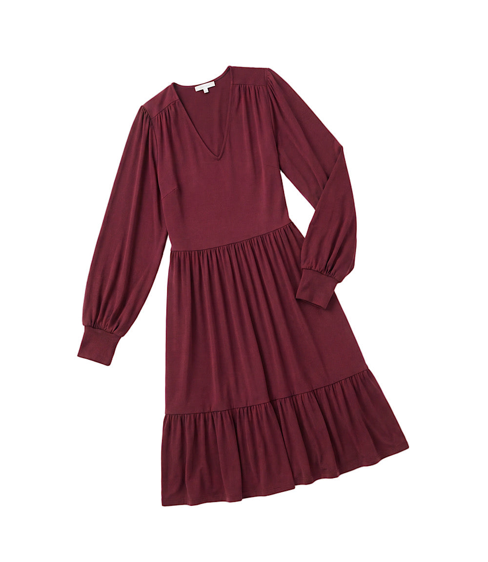 Petite Size Long Sleeve Tiered Dress