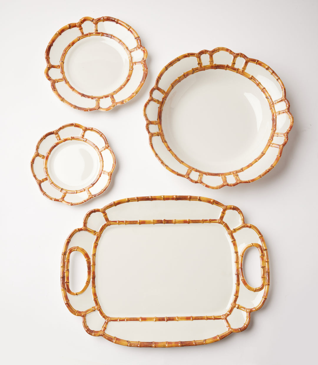 Bamboo Accent Dinner Plates, Set Of 4