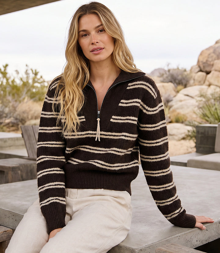 Stripe Half Zip Sweater