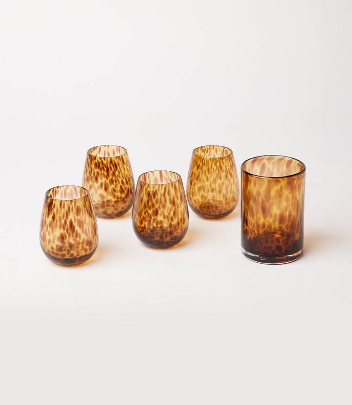 Tortoise Glass Candleholders, Set Of 2