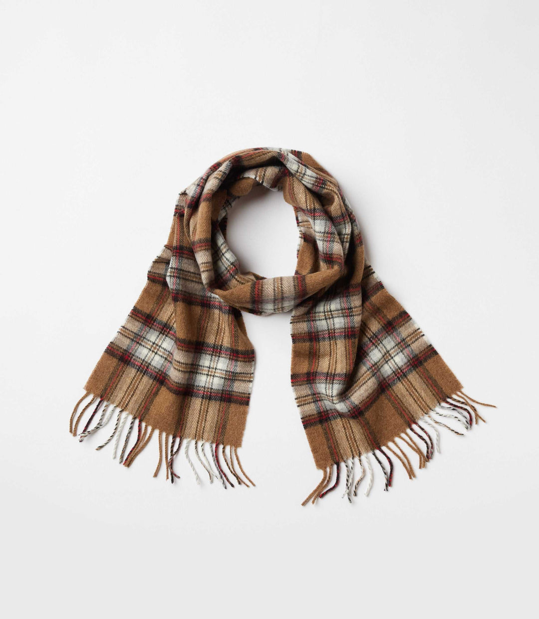 Merino Wool Fringed Plaid Scarf
