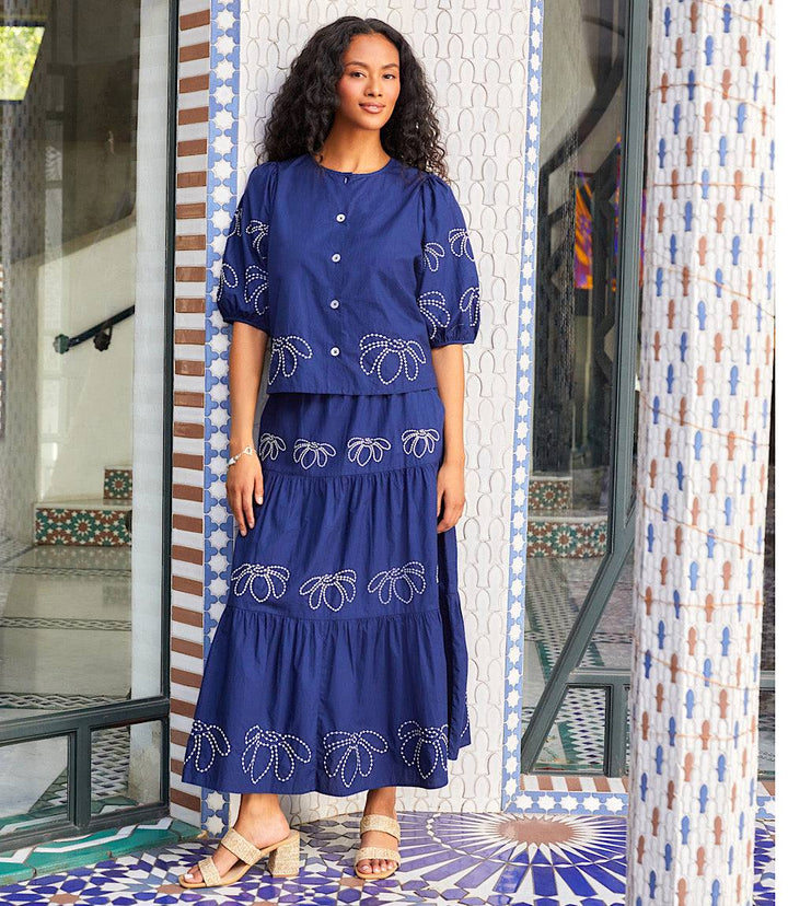 Embroidered Puff Sleeve Shirt